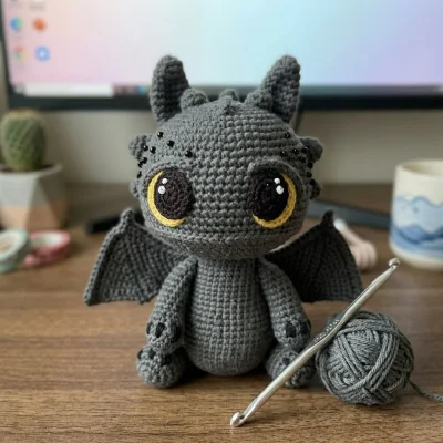 Dragon Toothless Amigurumi Pattern — close-up detail photo